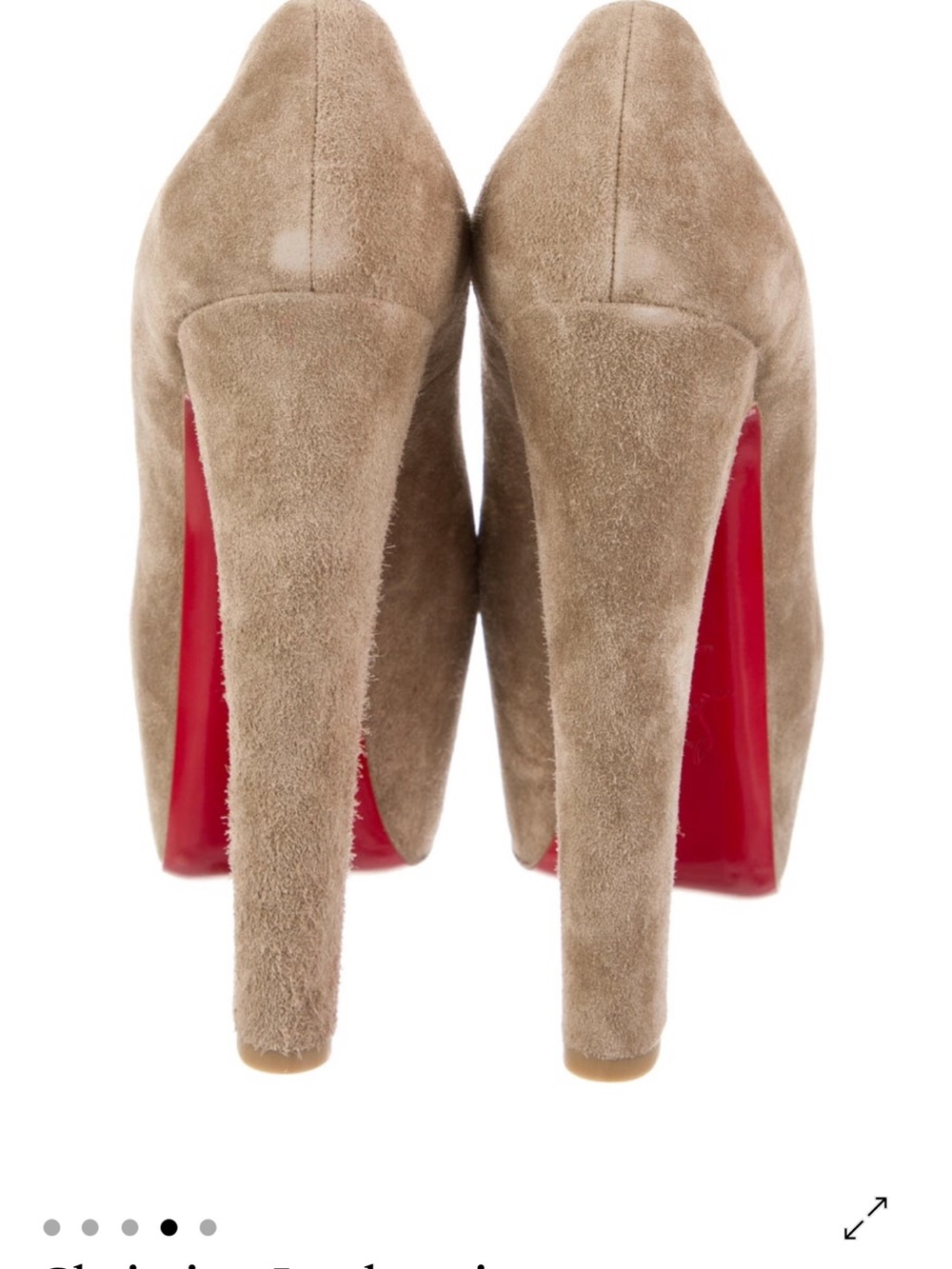 Christian Louboutin Taupe Suede Platform Pumps - Neutral Taupe - Picture 2 of 6